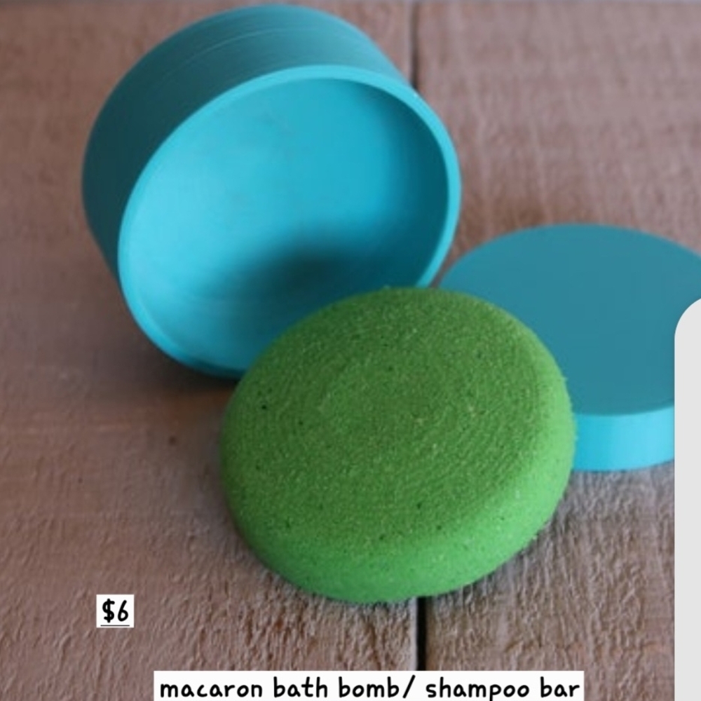 Green and Blue Macaron Bath Bomb Shampoo Bar